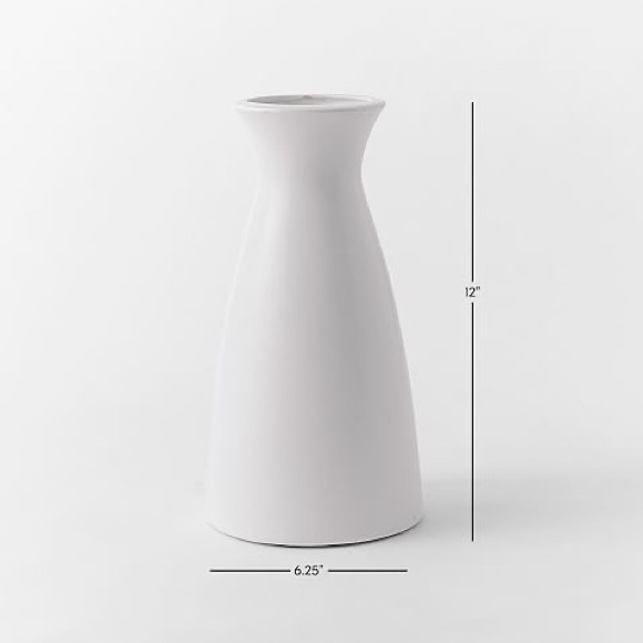 West Elm Pure White Matte Ceramic Carafe VASE - Picture 3 of 4